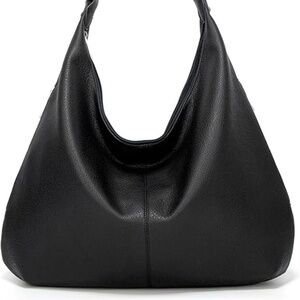 Black Hobo Handbag Fake Leather Pebble Texture EUC Shoulder Strap